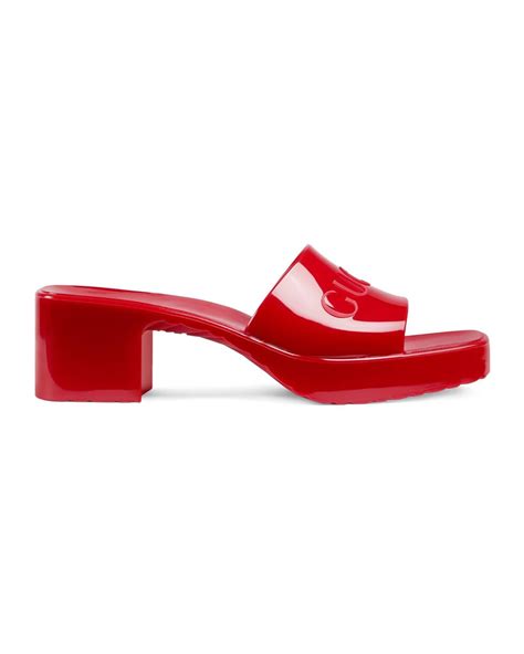 Women's slide sandal in Red Rubber 